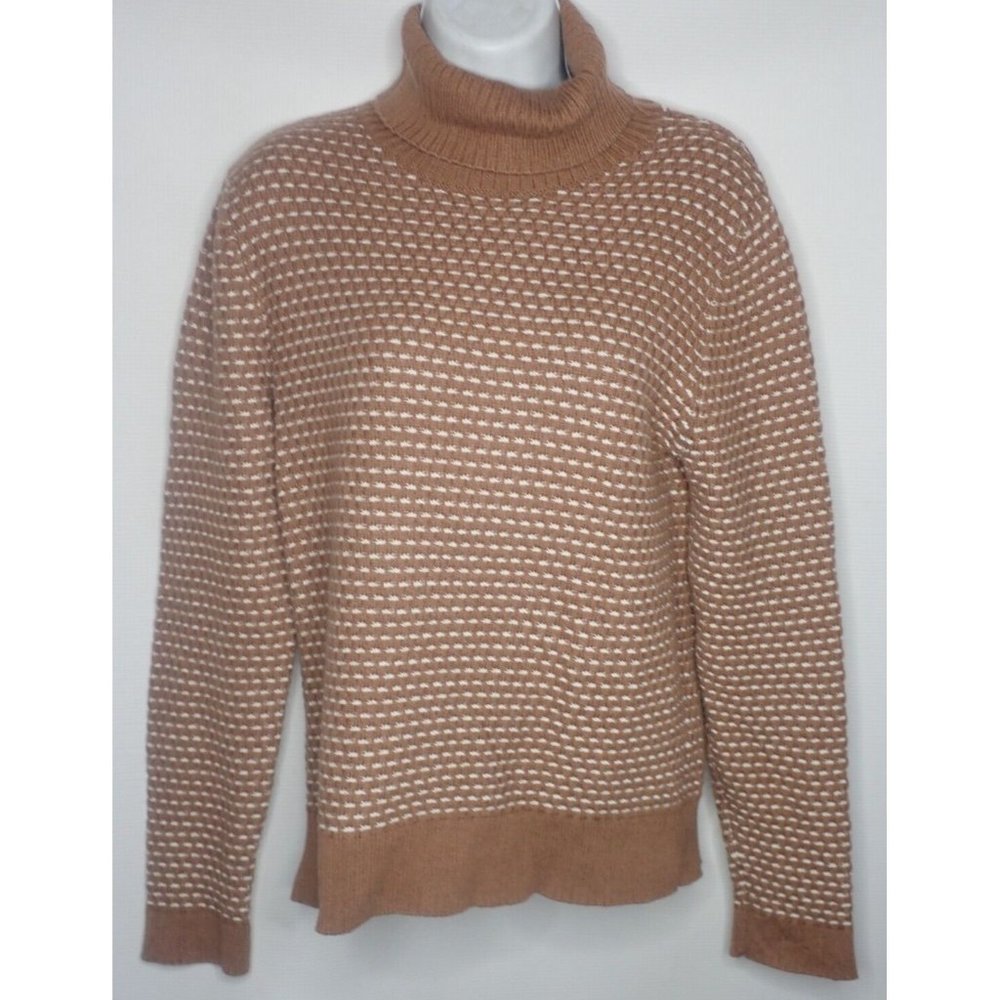 J. Crew Women's Brown‎ Textured Turtleneck Sweater Size M Style H3909 Casual